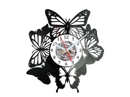 MOTYLE MOTYLKI ZEGAR ŚCIENNY DEKORACYJNY NOWOCZESNY PŁYTA WINYLOWA WINYL NA PREZENT EVEVO EVEVO.PL W0261