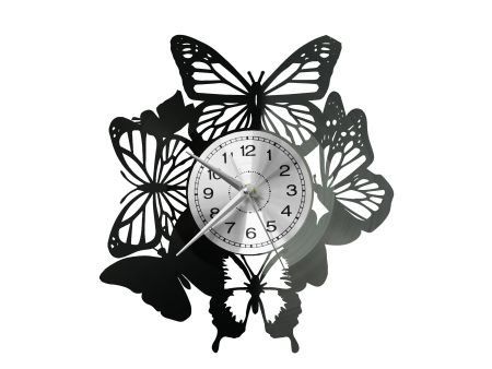 MOTYLE MOTYLKI ZEGAR ŚCIENNY DEKORACYJNY NOWOCZESNY PŁYTA WINYLOWA WINYL NA PREZENT EVEVO EVEVO.PL W0261