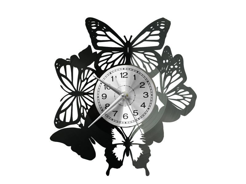 MOTYLE MOTYLKI ZEGAR ŚCIENNY DEKORACYJNY NOWOCZESNY PŁYTA WINYLOWA WINYL NA PREZENT EVEVO EVEVO.PL W0261