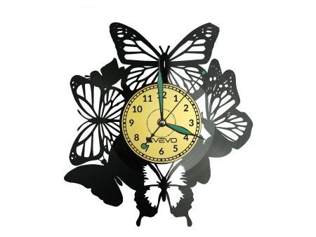 MOTYLE MOTYLKI ZEGAR ŚCIENNY DEKORACYJNY NOWOCZESNY PŁYTA WINYLOWA WINYL NA PREZENT EVEVO EVEVO.PL W0261
