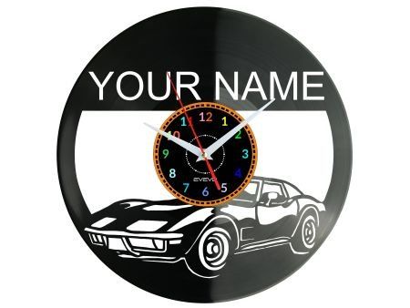 STARY SAMOCHÓD TWOJE IMIE ZEGAR ŚCIENNY DEKORACYJNY NOWOCZESNY PŁYTA WINYLOWA WINYL NA PREZENT EVEVO EVEVO.PL W0277