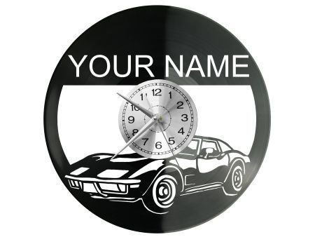 STARY SAMOCHÓD TWOJE IMIE ZEGAR ŚCIENNY DEKORACYJNY NOWOCZESNY PŁYTA WINYLOWA WINYL NA PREZENT EVEVO EVEVO.PL W0277