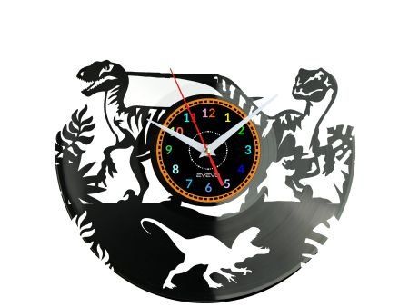 Dinozaur Dinozaury ZEGAR ŚCIENNY DEKORACYJNY NOWOCZESNY PŁYTA WINYLOWA WINYL NA PREZENT EVEVO EVEVO.PL W0283