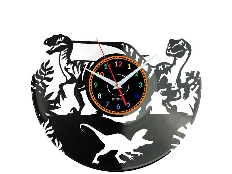 Dinozaur Dinozaury ZEGAR ŚCIENNY DEKORACYJNY NOWOCZESNY PŁYTA WINYLOWA WINYL NA PREZENT EVEVO EVEVO.PL W0283