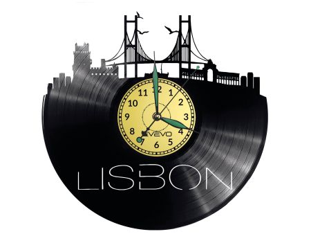 LIZBONA LISBON ZEGAR ŚCIENNY DEKORACYJNY NOWOCZESNY PŁYTA WINYLOWA WINYL NA PREZENT EVEVO EVEVO.PL W0299