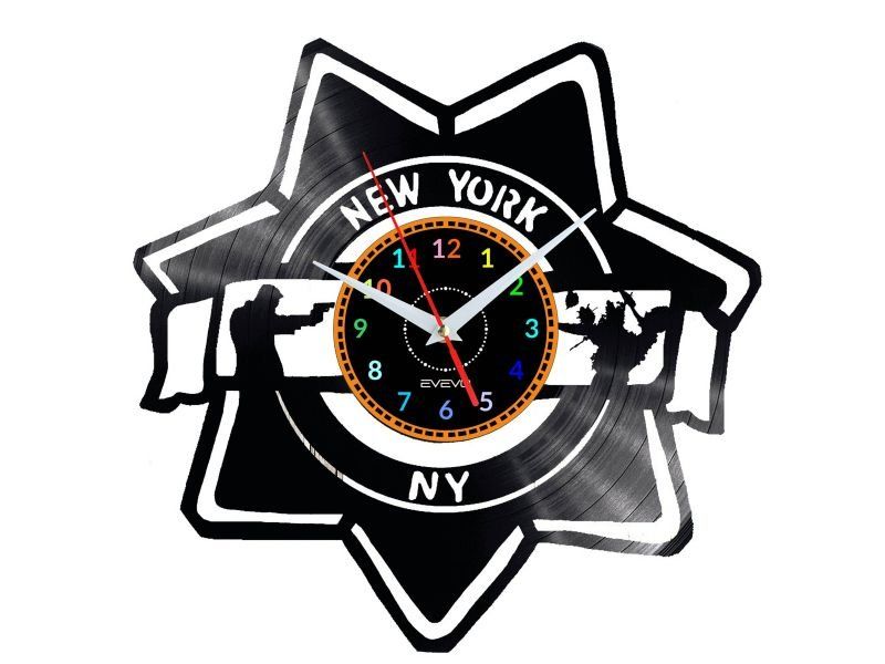 CSI NEW YORK ZEGAR ŚCIENNY DEKORACYJNY NOWOCZESNY PŁYTA WINYLOWA WINYL NA PREZENT EVEVO EVEVO.PL W0310