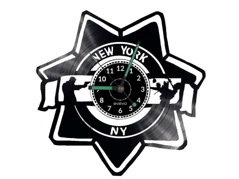 CSI NEW YORK ZEGAR ŚCIENNY DEKORACYJNY NOWOCZESNY PŁYTA WINYLOWA WINYL NA PREZENT EVEVO EVEVO.PL W0310