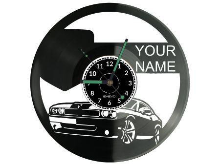 STARY SAMOCHÓD TWOJE IMIĘ ZEGAR ŚCIENNY DEKORACYJNY NOWOCZESNY PŁYTA WINYLOWA WINYL NA PREZENT EVEVO EVEVO.PL W0332