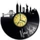 New York Zegar Ścienny Płyta Winylowa Nowoczesny Dekoracyjny Na Prezent Urodziny
