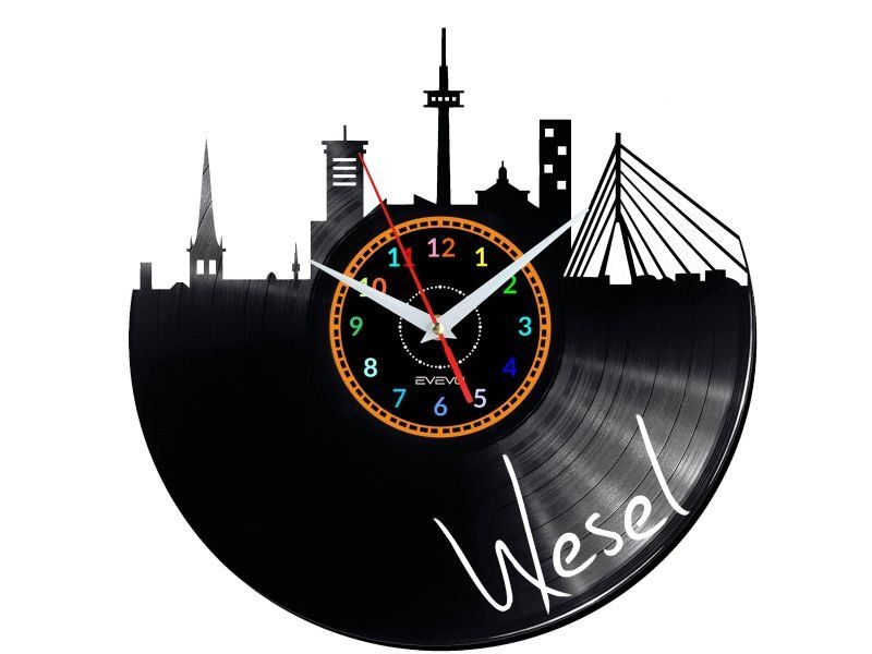 WESEL ZEGAR ŚCIENNY DEKORACYJNY NOWOCZESNY PŁYTA WINYLOWA WINYL NA PREZENT EVEVO EVEVO.PL W0427