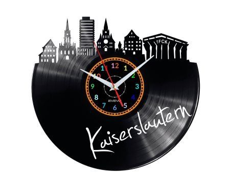 KAISERSLAUTERN ZEGAR ŚCIENNY DEKORACYJNY NOWOCZESNY PŁYTA WINYLOWA WINYL NA PREZENT EVEVO EVEVO.PL W0430