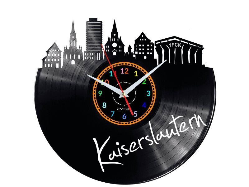 KAISERSLAUTERN ZEGAR ŚCIENNY DEKORACYJNY NOWOCZESNY PŁYTA WINYLOWA WINYL NA PREZENT EVEVO EVEVO.PL W0430