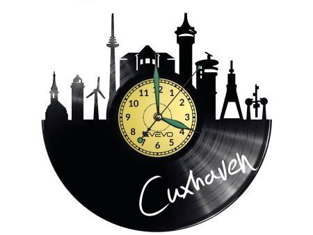 CUXHAVEN ZEGAR ŚCIENNY DEKORACYJNY NOWOCZESNY PŁYTA WINYLOWA WINYL NA PREZENT EVEVO EVEVO.PL W0434
