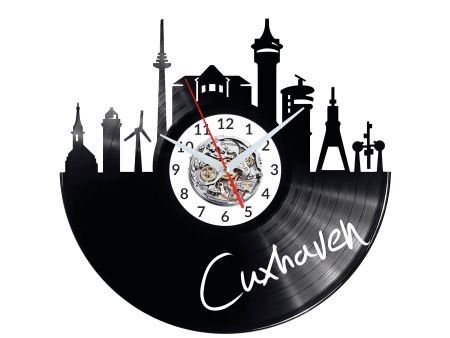 CUXHAVEN ZEGAR ŚCIENNY DEKORACYJNY NOWOCZESNY PŁYTA WINYLOWA WINYL NA PREZENT EVEVO EVEVO.PL W0434