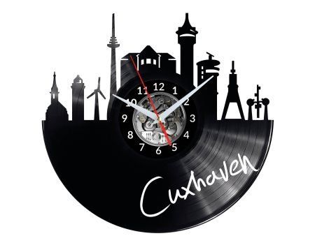 CUXHAVEN ZEGAR ŚCIENNY DEKORACYJNY NOWOCZESNY PŁYTA WINYLOWA WINYL NA PREZENT EVEVO EVEVO.PL W0434