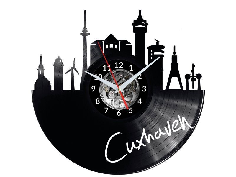 CUXHAVEN ZEGAR ŚCIENNY DEKORACYJNY NOWOCZESNY PŁYTA WINYLOWA WINYL NA PREZENT EVEVO EVEVO.PL W0434