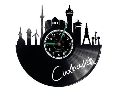 CUXHAVEN ZEGAR ŚCIENNY DEKORACYJNY NOWOCZESNY PŁYTA WINYLOWA WINYL NA PREZENT EVEVO EVEVO.PL W0434
