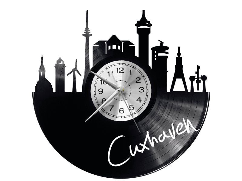 CUXHAVEN ZEGAR ŚCIENNY DEKORACYJNY NOWOCZESNY PŁYTA WINYLOWA WINYL NA PREZENT EVEVO EVEVO.PL W0434