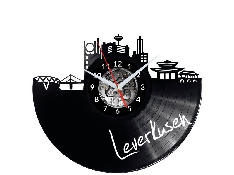 LEVERKUSEN ZEGAR ŚCIENNY DEKORACYJNY NOWOCZESNY PŁYTA WINYLOWA WINYL NA PREZENT EVEVO EVEVO.PL W0435