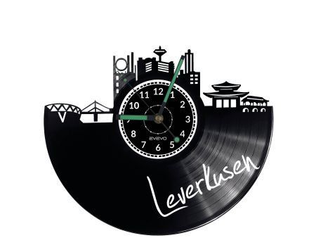 LEVERKUSEN ZEGAR ŚCIENNY DEKORACYJNY NOWOCZESNY PŁYTA WINYLOWA WINYL NA PREZENT EVEVO EVEVO.PL W0435