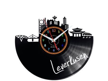 LEVERKUSEN ZEGAR ŚCIENNY DEKORACYJNY NOWOCZESNY PŁYTA WINYLOWA WINYL NA PREZENT EVEVO EVEVO.PL W0435