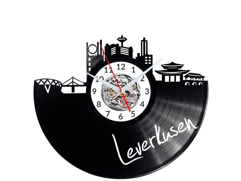 LEVERKUSEN ZEGAR ŚCIENNY DEKORACYJNY NOWOCZESNY PŁYTA WINYLOWA WINYL NA PREZENT EVEVO EVEVO.PL W0435