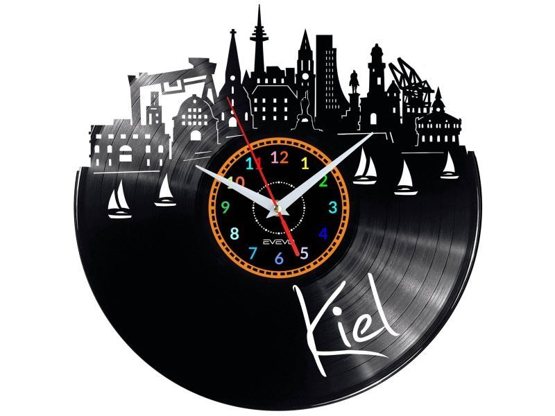 KIEL ZEGAR ŚCIENNY DEKORACYJNY NOWOCZESNY PŁYTA WINYLOWA WINYL NA PREZENT EVEVO EVEVO.PL W0437