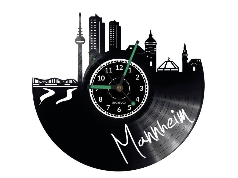 MANNHEIM ZEGAR ŚCIENNY DEKORACYJNY NOWOCZESNY PŁYTA WINYLOWA WINYL NA PREZENT EVEVO EVEVO.PL W0438