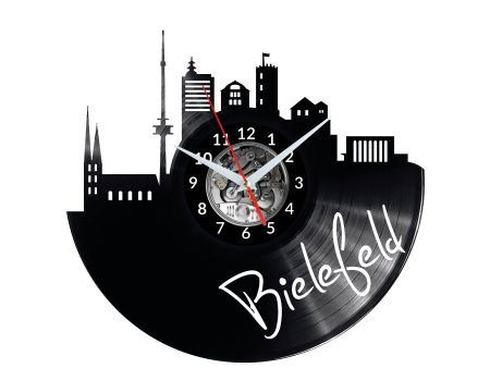 BIELEFELD ZEGAR ŚCIENNY DEKORACYJNY NOWOCZESNY PŁYTA WINYLOWA WINYL NA PREZENT EVEVO EVEVO.PL W0439