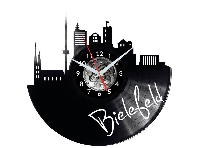 BIELEFELD ZEGAR ŚCIENNY DEKORACYJNY NOWOCZESNY PŁYTA WINYLOWA WINYL NA PREZENT EVEVO EVEVO.PL W0439