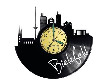 BIELEFELD ZEGAR ŚCIENNY DEKORACYJNY NOWOCZESNY PŁYTA WINYLOWA WINYL NA PREZENT EVEVO EVEVO.PL W0439