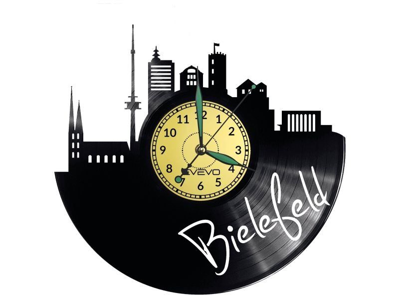 BIELEFELD ZEGAR ŚCIENNY DEKORACYJNY NOWOCZESNY PŁYTA WINYLOWA WINYL NA PREZENT EVEVO EVEVO.PL W0439