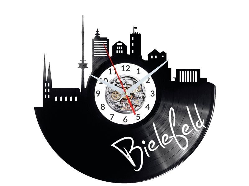 BIELEFELD ZEGAR ŚCIENNY DEKORACYJNY NOWOCZESNY PŁYTA WINYLOWA WINYL NA PREZENT EVEVO EVEVO.PL W0439