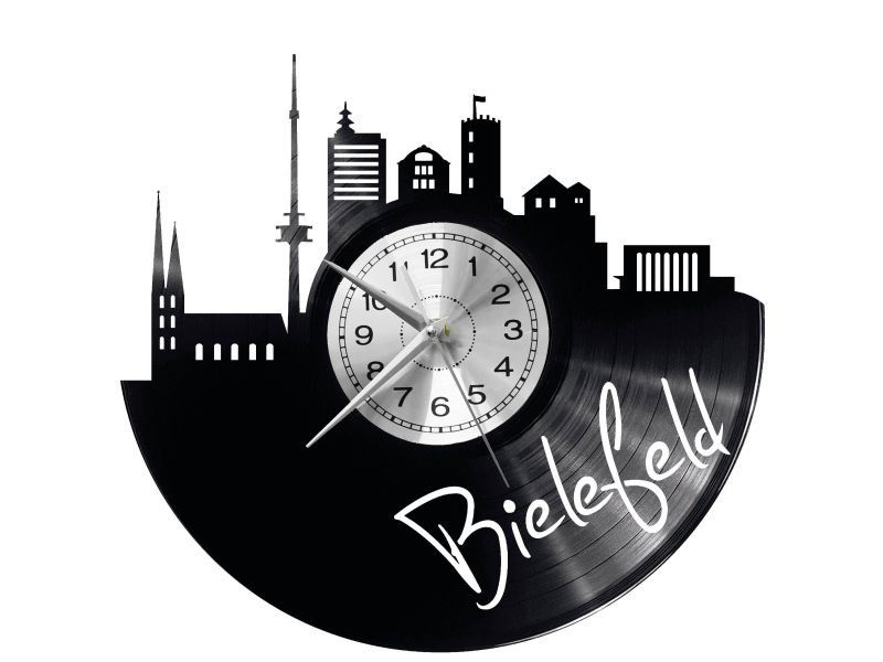 BIELEFELD ZEGAR ŚCIENNY DEKORACYJNY NOWOCZESNY PŁYTA WINYLOWA WINYL NA PREZENT EVEVO EVEVO.PL W0439