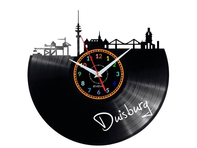 DUISBURG ZEGAR ŚCIENNY DEKORACYJNY NOWOCZESNY PŁYTA WINYLOWA WINYL NA PREZENT EVEVO EVEVO.PL W0444