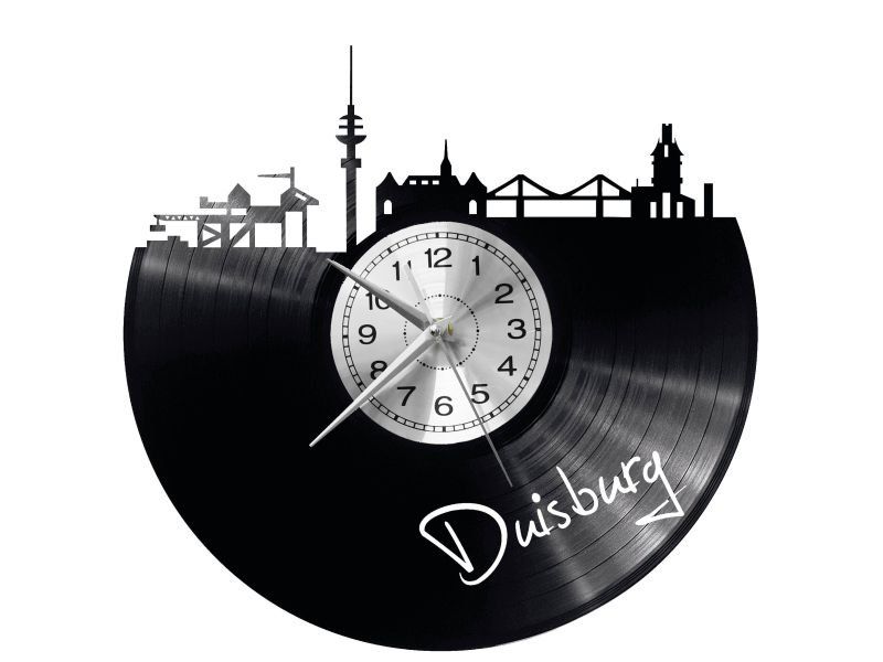 DUISBURG ZEGAR ŚCIENNY DEKORACYJNY NOWOCZESNY PŁYTA WINYLOWA WINYL NA PREZENT EVEVO EVEVO.PL W0444