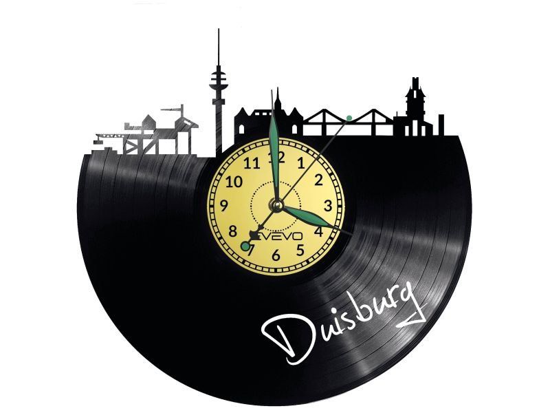 DUISBURG ZEGAR ŚCIENNY DEKORACYJNY NOWOCZESNY PŁYTA WINYLOWA WINYL NA PREZENT EVEVO EVEVO.PL W0444