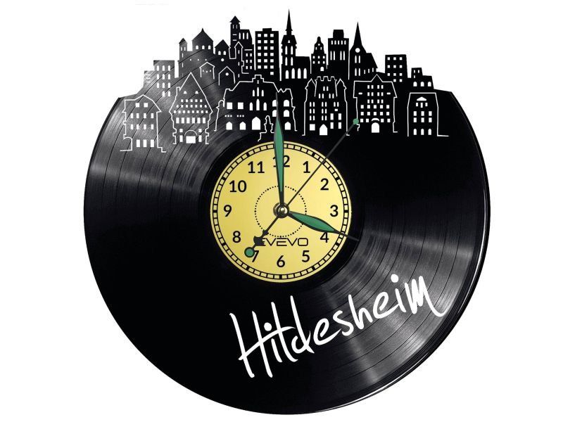 HILDESHEIM ZEGAR ŚCIENNY DEKORACYJNY NOWOCZESNY PŁYTA WINYLOWA WINYL NA PREZENT EVEVO EVEVO.PL W0445