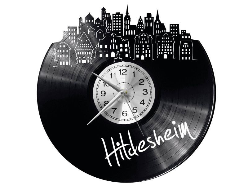 HILDESHEIM ZEGAR ŚCIENNY DEKORACYJNY NOWOCZESNY PŁYTA WINYLOWA WINYL NA PREZENT EVEVO EVEVO.PL W0445