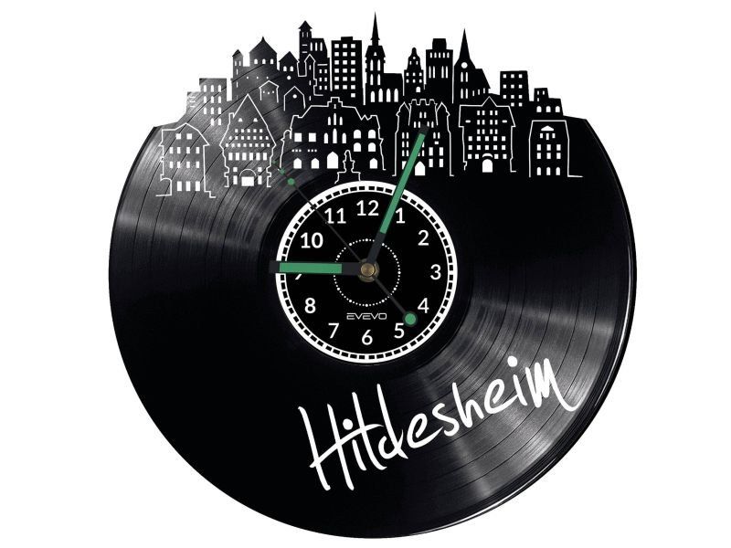 HILDESHEIM ZEGAR ŚCIENNY DEKORACYJNY NOWOCZESNY PŁYTA WINYLOWA WINYL NA PREZENT EVEVO EVEVO.PL W0445