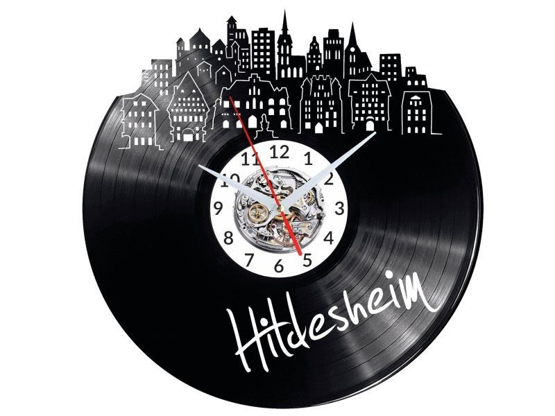 HILDESHEIM ZEGAR ŚCIENNY DEKORACYJNY NOWOCZESNY PŁYTA WINYLOWA WINYL NA PREZENT EVEVO EVEVO.PL W0445