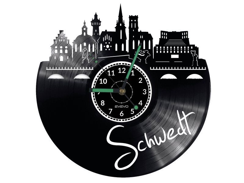 SCHWEDT ZEGAR ŚCIENNY DEKORACYJNY NOWOCZESNY PŁYTA WINYLOWA WINYL NA PREZENT EVEVO EVEVO.PL W0446