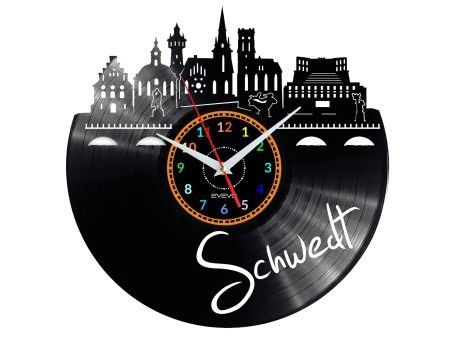 SCHWEDT ZEGAR ŚCIENNY DEKORACYJNY NOWOCZESNY PŁYTA WINYLOWA WINYL NA PREZENT EVEVO EVEVO.PL W0446