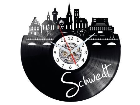 SCHWEDT ZEGAR ŚCIENNY DEKORACYJNY NOWOCZESNY PŁYTA WINYLOWA WINYL NA PREZENT EVEVO EVEVO.PL W0446