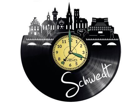 SCHWEDT ZEGAR ŚCIENNY DEKORACYJNY NOWOCZESNY PŁYTA WINYLOWA WINYL NA PREZENT EVEVO EVEVO.PL W0446
