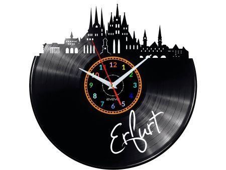 ERFURT ZEGAR ŚCIENNY DEKORACYJNY NOWOCZESNY PŁYTA WINYLOWA WINYL NA PREZENT EVEVO EVEVO.PL W0452