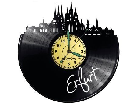 ERFURT ZEGAR ŚCIENNY DEKORACYJNY NOWOCZESNY PŁYTA WINYLOWA WINYL NA PREZENT EVEVO EVEVO.PL W0452