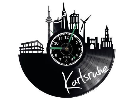 KARLSRUHE ZEGAR ŚCIENNY DEKORACYJNY NOWOCZESNY PŁYTA WINYLOWA WINYL NA PREZENT EVEVO EVEVO.PL W0455
