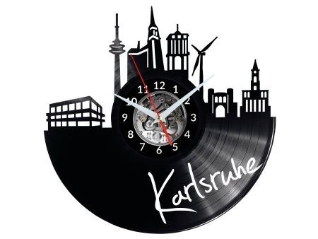 KARLSRUHE ZEGAR ŚCIENNY DEKORACYJNY NOWOCZESNY PŁYTA WINYLOWA WINYL NA PREZENT EVEVO EVEVO.PL W0455