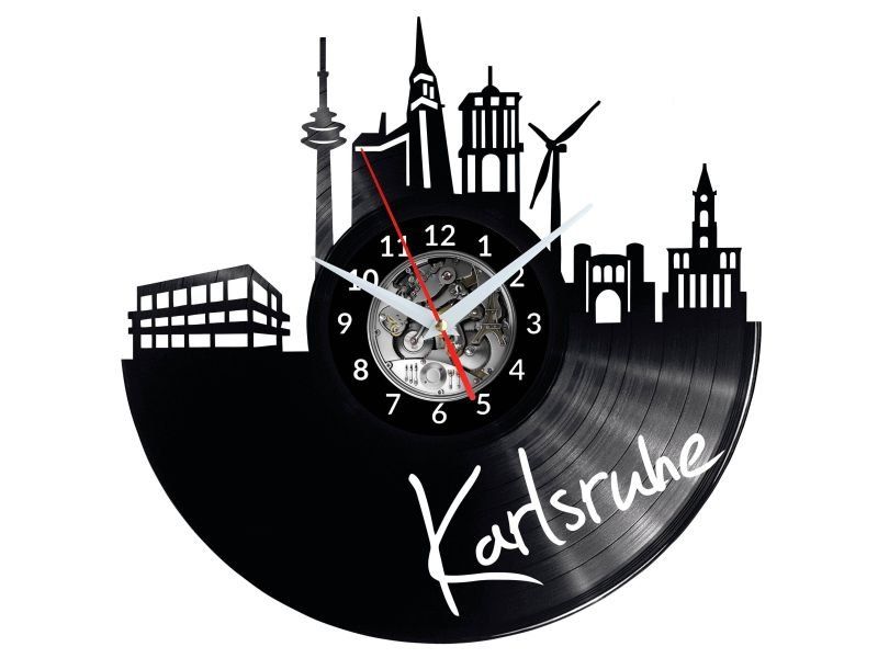 KARLSRUHE ZEGAR ŚCIENNY DEKORACYJNY NOWOCZESNY PŁYTA WINYLOWA WINYL NA PREZENT EVEVO EVEVO.PL W0455